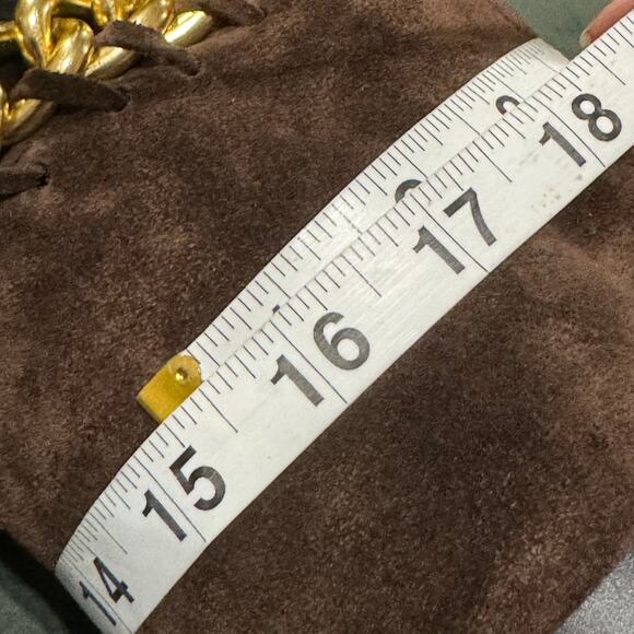 Carisma Made In Italy Black andBrown Suede Gold Chain Tall Boots Size 8 - Picture 5 of 8